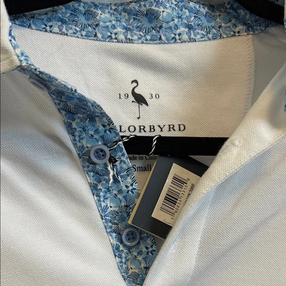 Mens White Polo Shirt with Floral Design Size Small - Picture 3 of 5